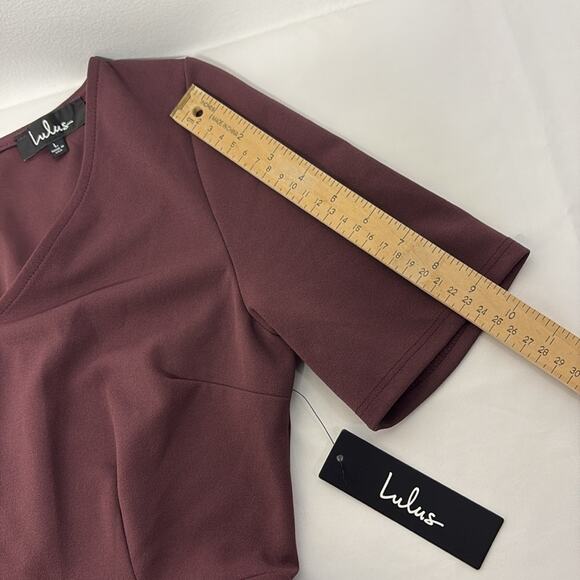 Lulus purple short sleeve Maxi dress sz L v-neck low- high mermaid dress NWT - Picture 10 of 13